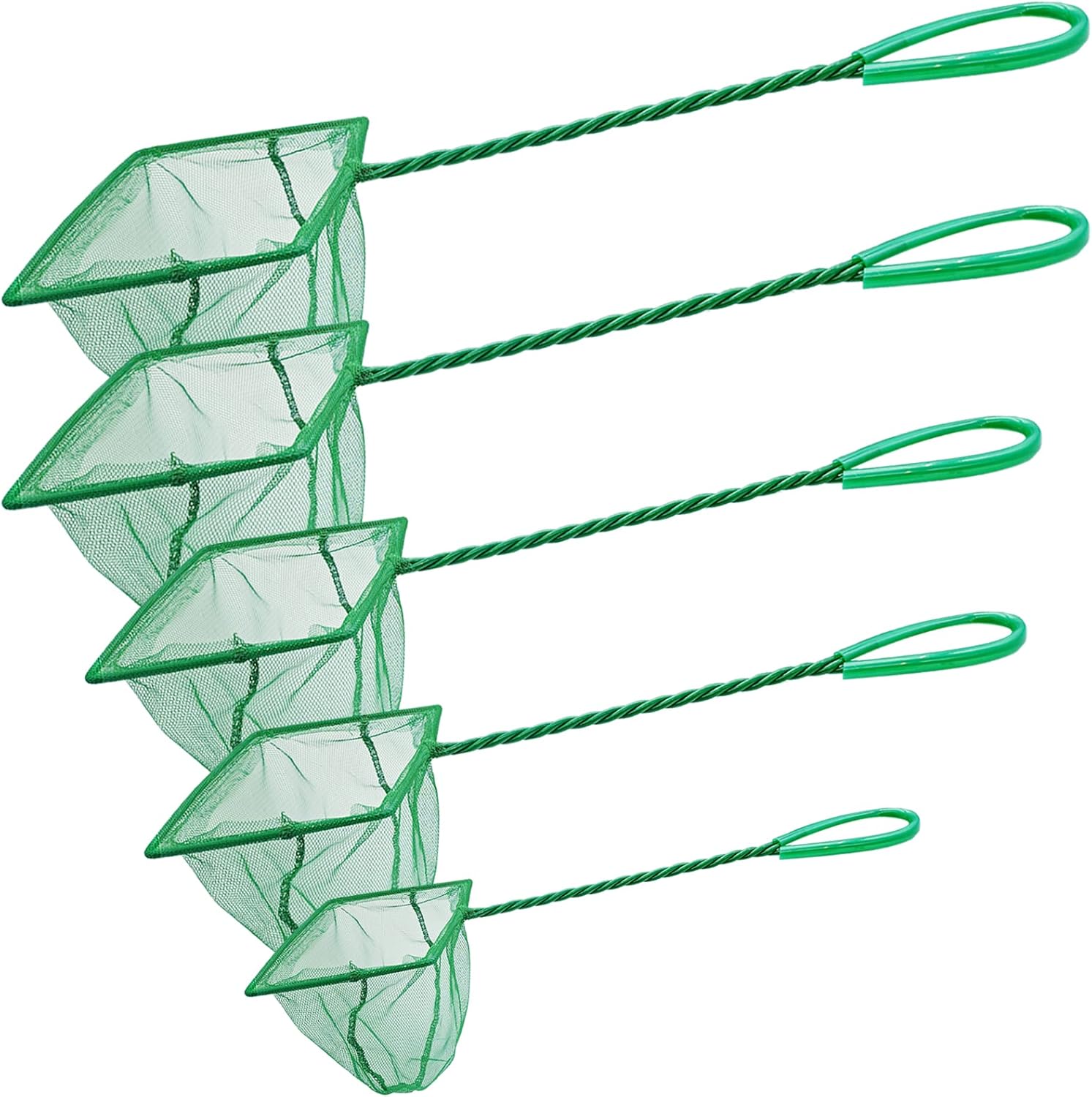 5 Pack Aquarium Fish Net, Multi-Size Fine Quick Fish Catch Nets Nylon Fishing Mesh Nets with Long Plastic Handle for Fish Tank - Green (3in, 4in, 5in, 6in, 6in) - Image 8