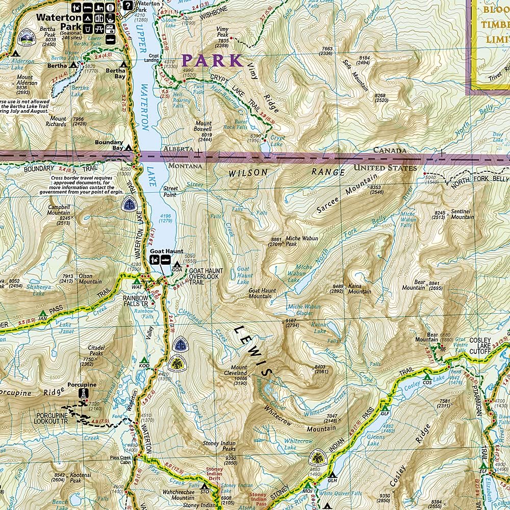 Glacier and Waterton Lakes National Parks Map (National Geographic Trails Illustrated Map, 215) - Image 3